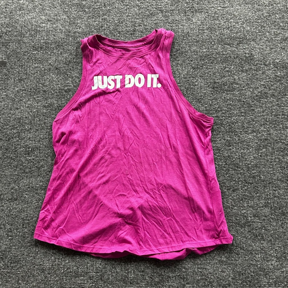 Nike Women's Bright Magenta Racerback Tank with White 'JUST DO IT.'